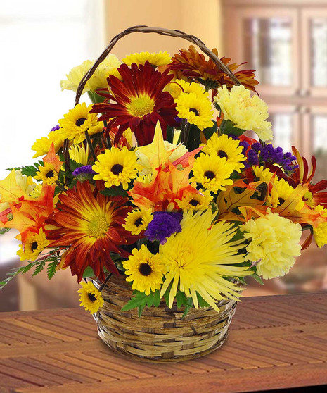 Fall Daisy Basket Arrangement