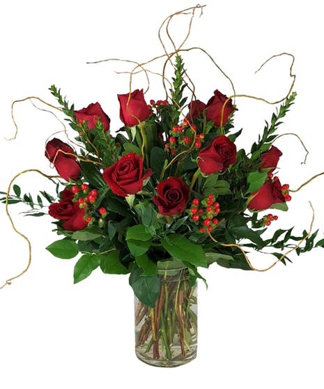 Dozen Roses in a Vase - Valentine's Day Flowers - Boesen the florist - Des  Moines - Iowa